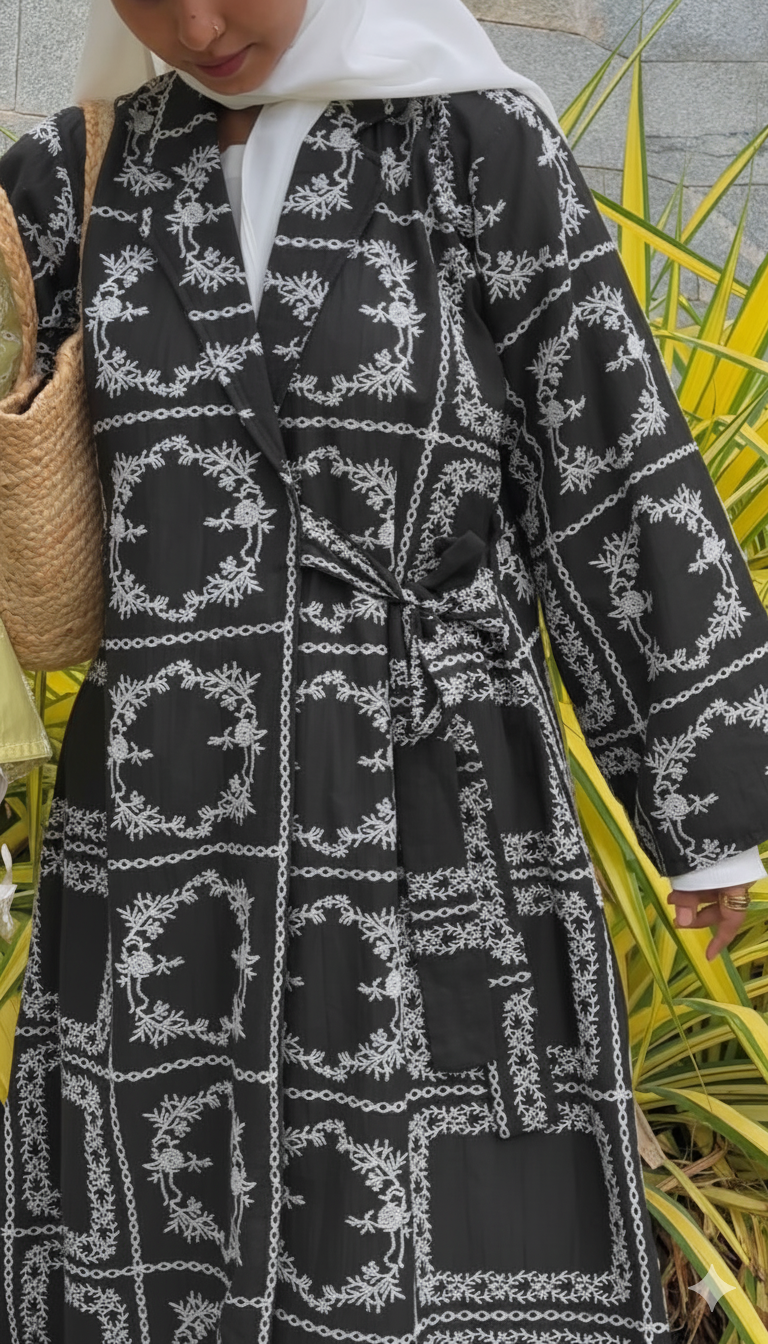 Silk Organza Coat Style Jacket - Black