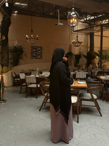 Dual Tone Delicate Lace Abaya