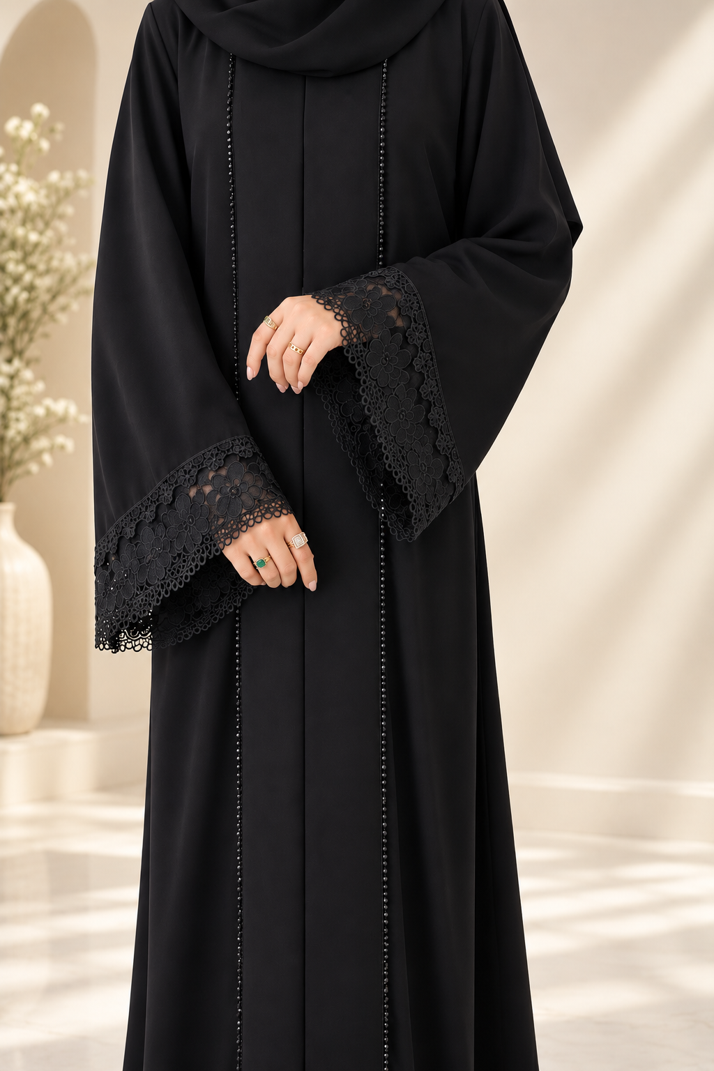 Black lace Abaya