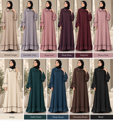 Crystal lace Abaya With Ruffled Hem