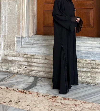 Black Umbrella Chiffon layered Abaya
