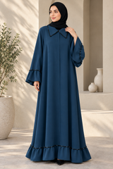 Crystal lace Abaya With Ruffled Hem