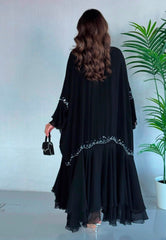 Delicate Handwork chiffon Hem Abaya