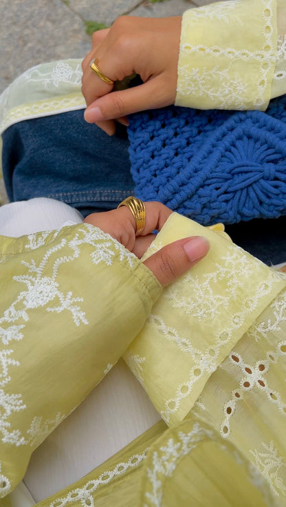 (Copy) Silk Organza Open Jacket - Soft Lemon