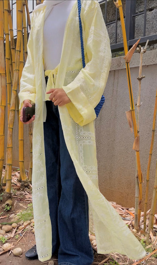 (Copy) Silk Organza Open Jacket - Soft Lemon