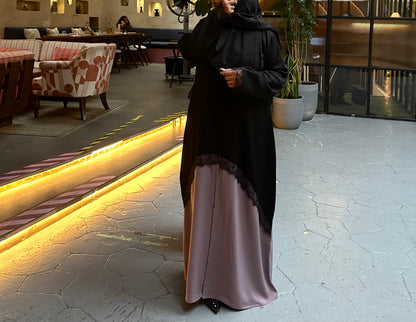 Dual Tone Delicate Lace Abaya