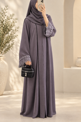 Lace Abaya in Dusty Mauve