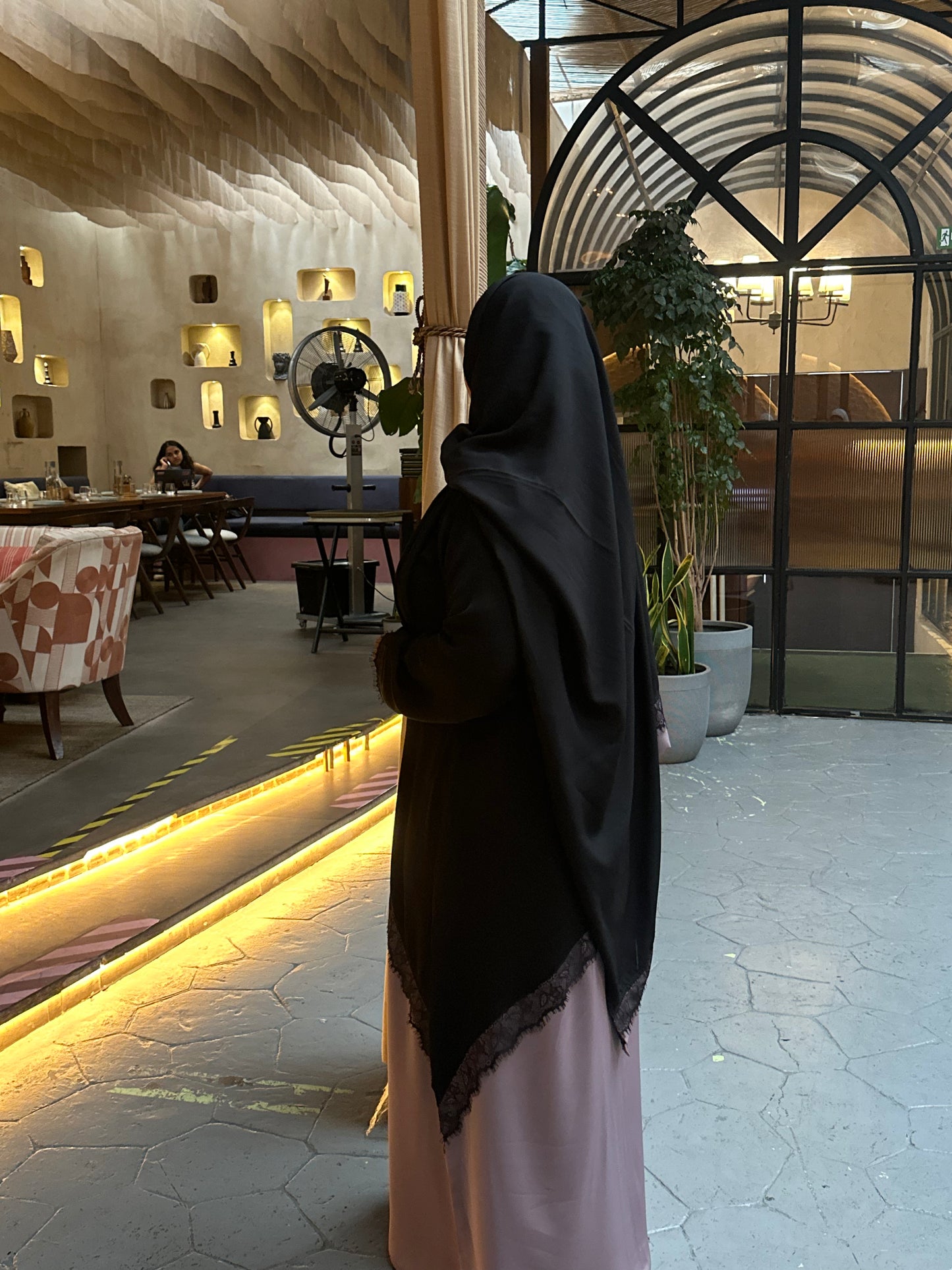 Dual Tone Delicate Lace Abaya