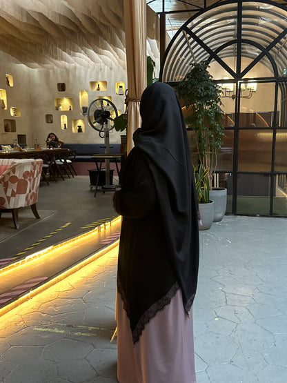 Dual Tone Delicate Lace Abaya